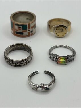 Assorted Mixed Metal Ring Set with Multicolor Stone